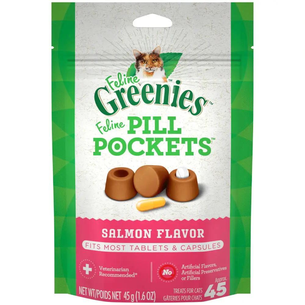 Feline Greenies Pill Pockets Natural Cat Treats, Salmon Flavor 1