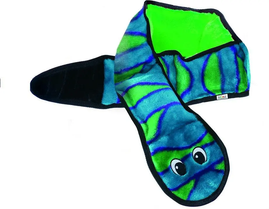 Outward Hound Invincibles Snakes Blue/Green Squeak Dog Toy 1