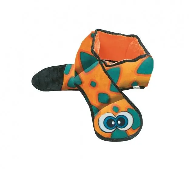 Outward Hound Invincibles Snakes Orange/Blue Squeak Dog Toy 1