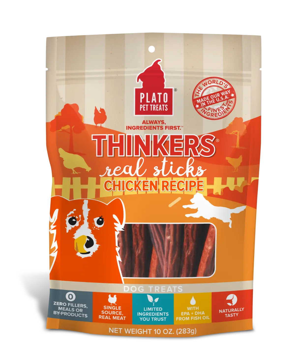 Plato Thinkers Chicken Meat Stick Dog Treats 1
