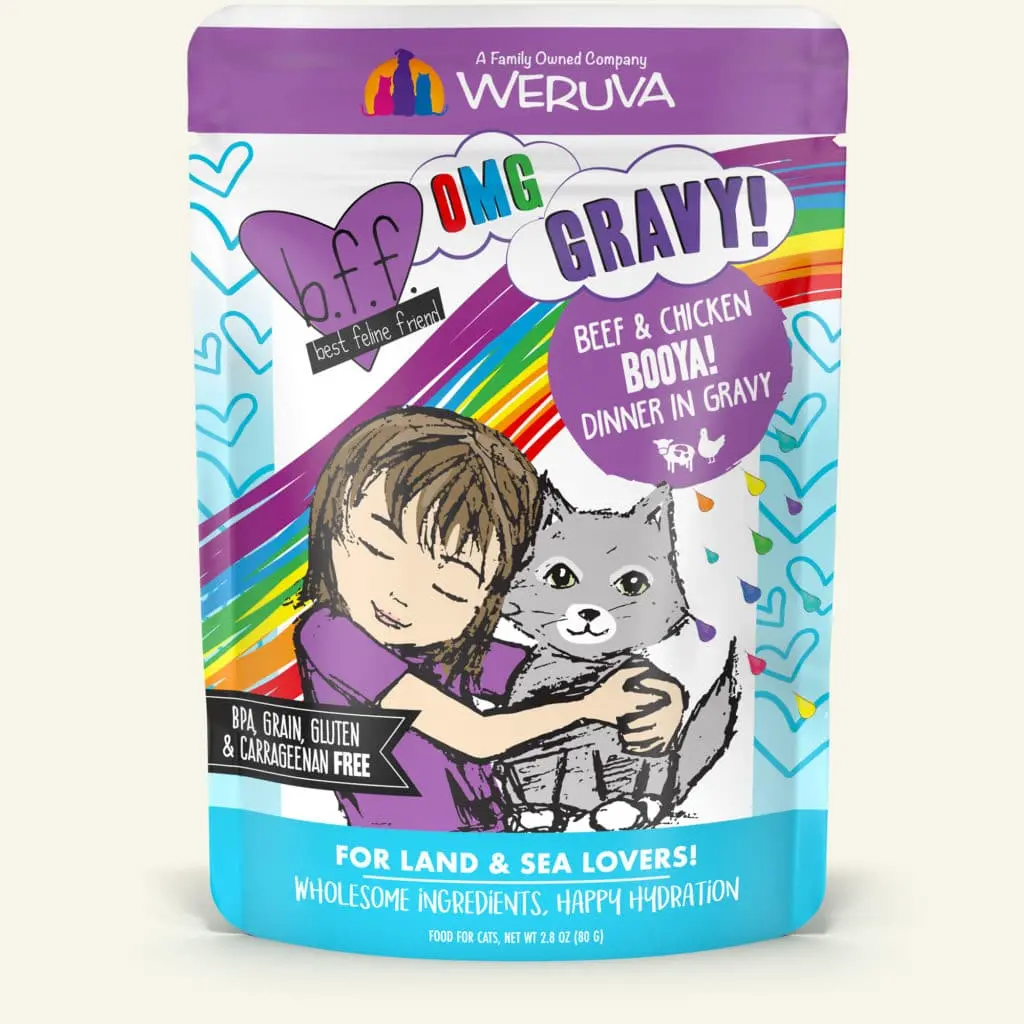 Weruva Bff Oh My Gravy Booya Grain Free Beef & Chicken In Gravy Cat Food Pouch 1