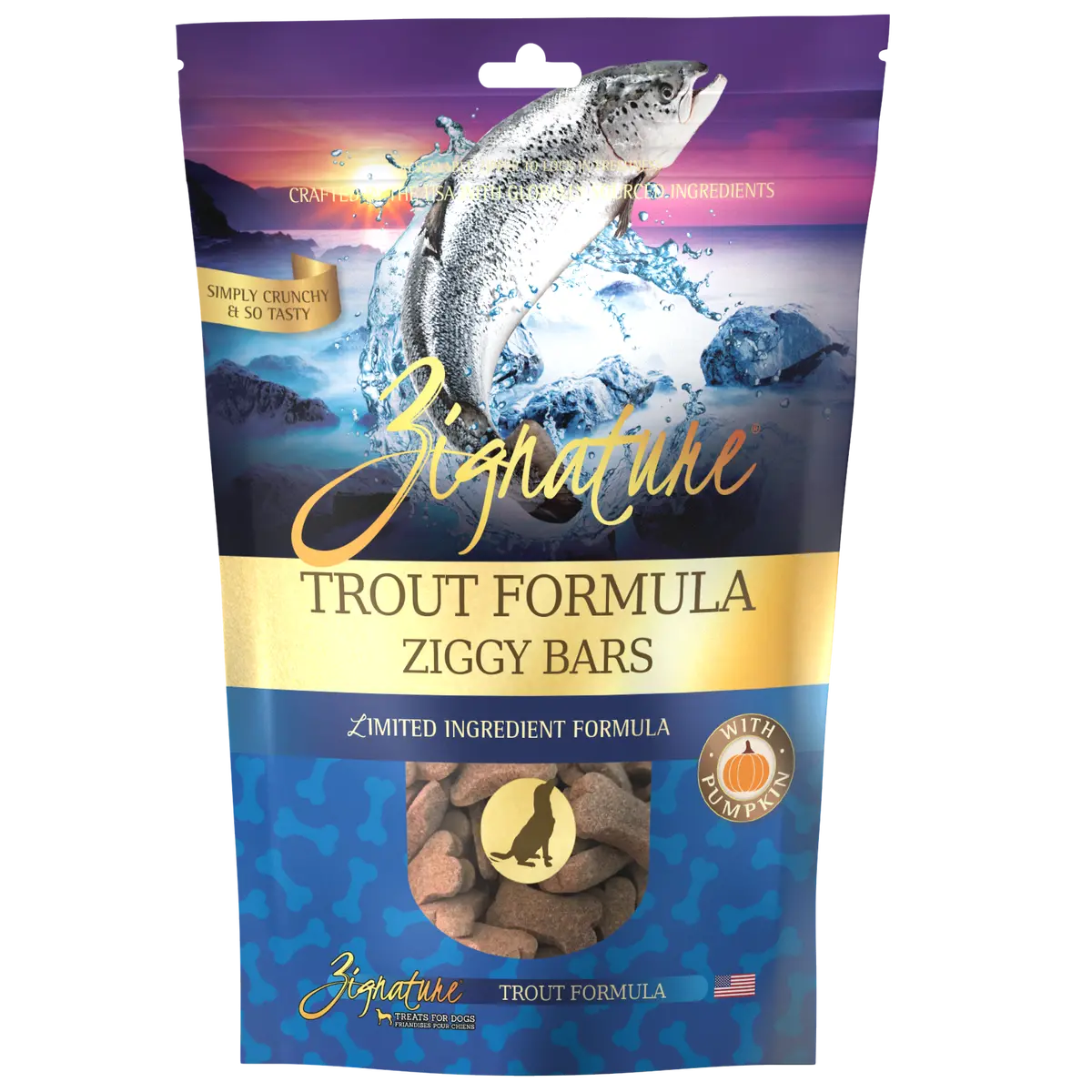 Zignature Ziggy Bars Trout Formula Dog Treats 1