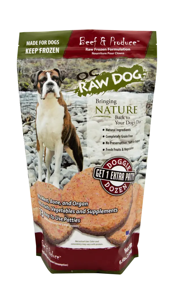 Oc Raw Dog Frozen Beef & Produce Patty 1