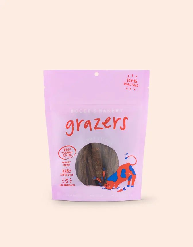 Bocce's Bakery Grazers Beef & Carrot Jerky Sticks 1