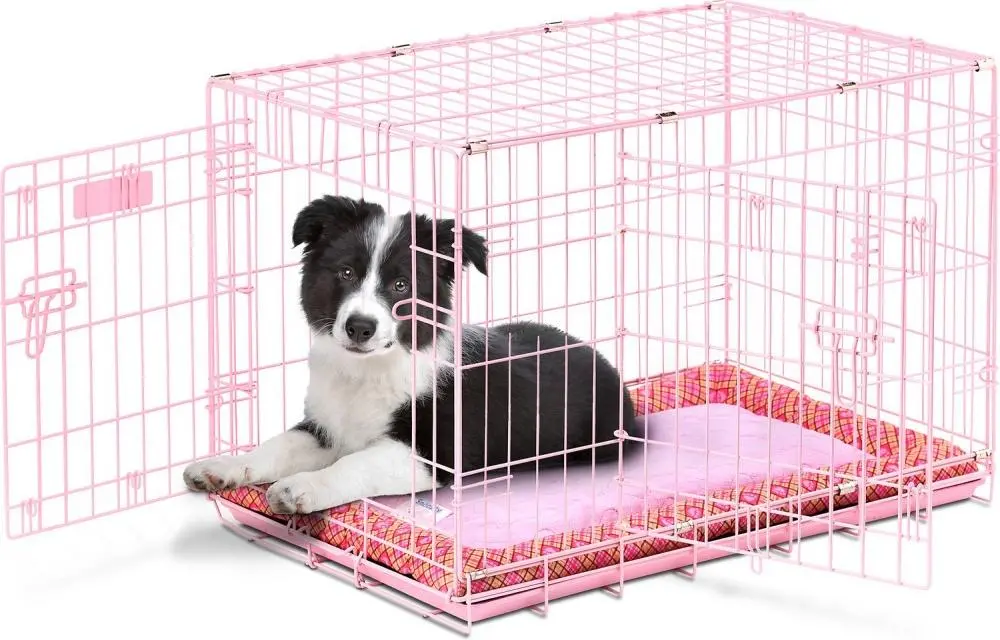 Snoozzy Baby Pink Wire Crate 1
