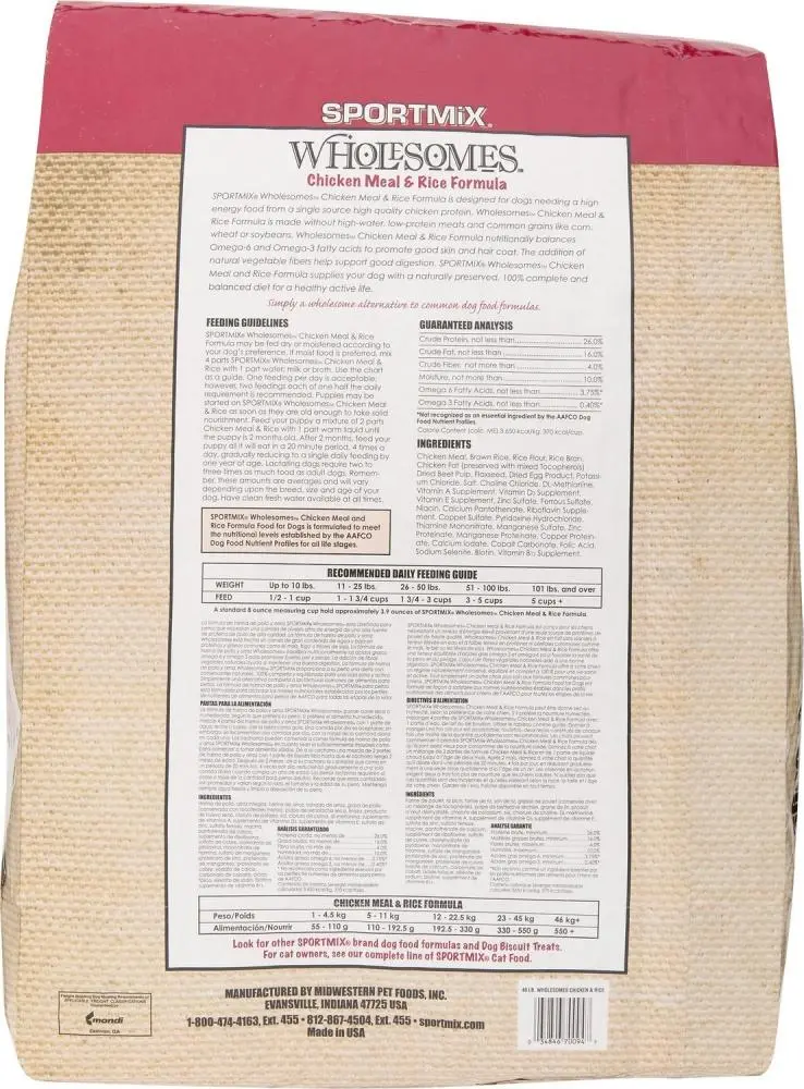 Sportmix Wholesomes Chicken Meal & Rice Recipe Dry Dog Food 2