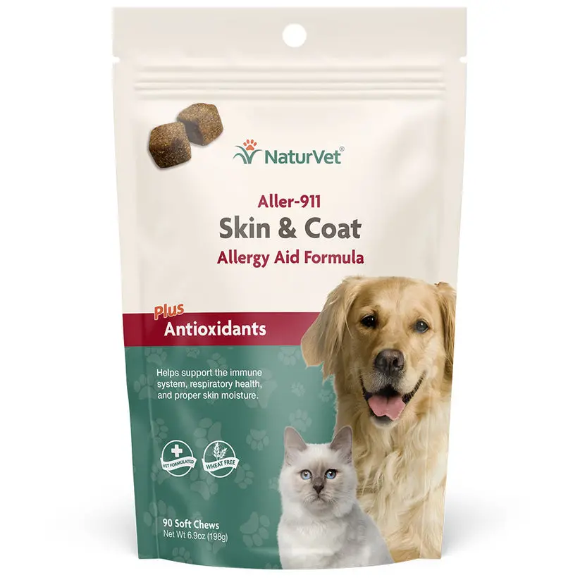 Naturvet Aller 911 Skin & Coat Plus Antioxidants Allergy Dog & Cat 90 Soft Chews 1