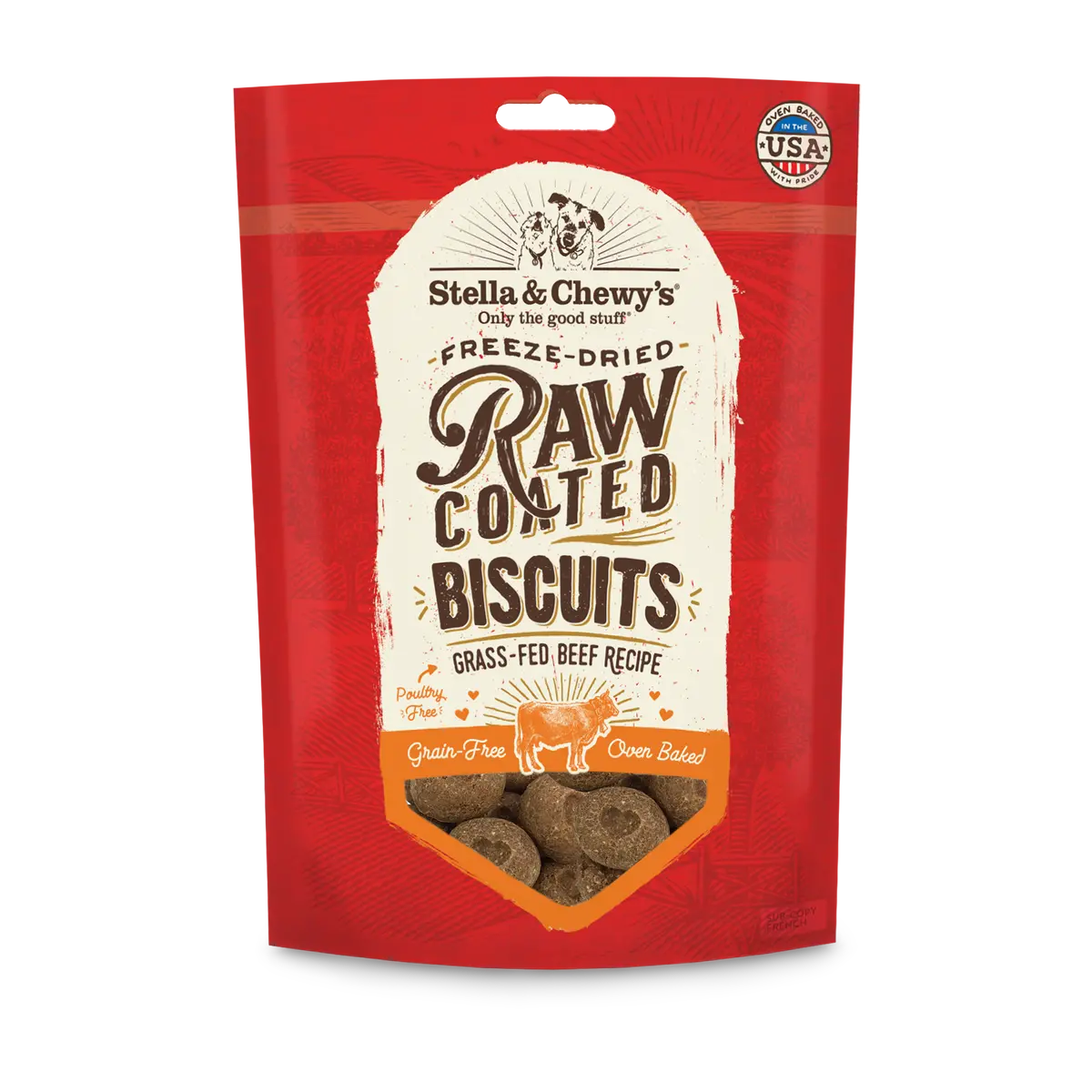 Stella & Chewy's Raw Coated Biscuits Grass Fed Beef Recipe Dog Treats 1