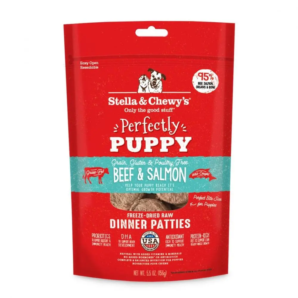 Stella & Chewy's Perfectly Puppy Freeze Dried Raw Beef And Salmon Dinner Patties Grain Free Dog Food 1