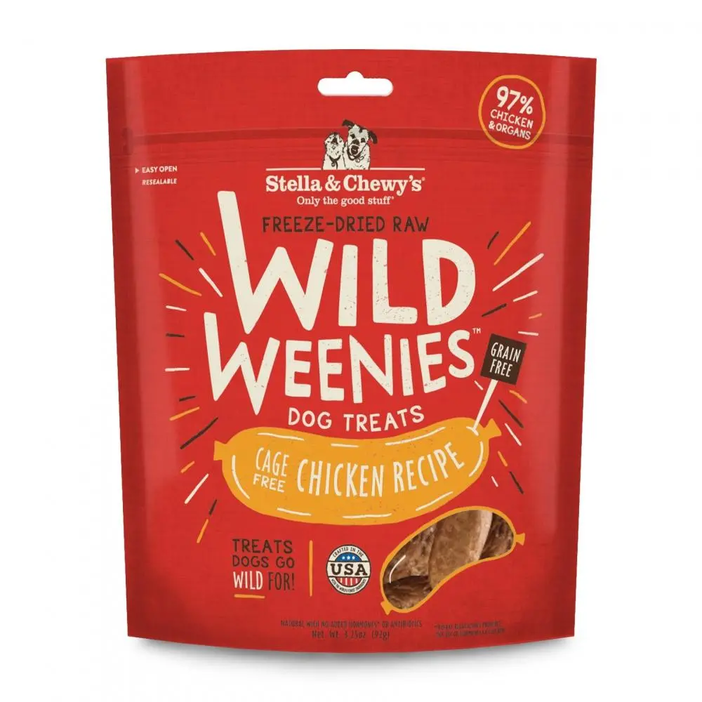 Stella & Chewy's Wild Weenies Grain Free Chicken Recipe Freeze Dried Raw Dog Treats 1