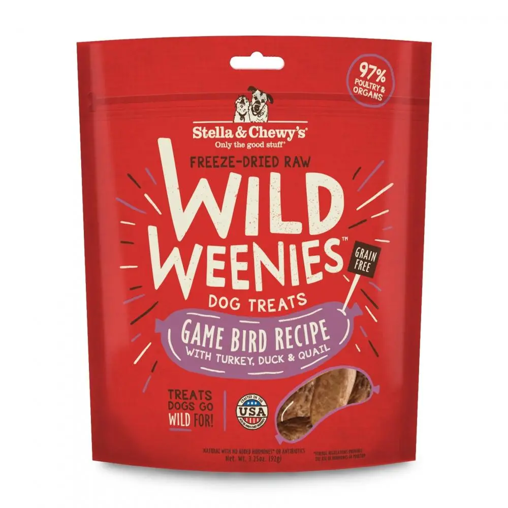 Stella & Chewy's Wild Weenies Grain Free Red Game Bird Recipe Freeze Dried Raw Dog Treats 1