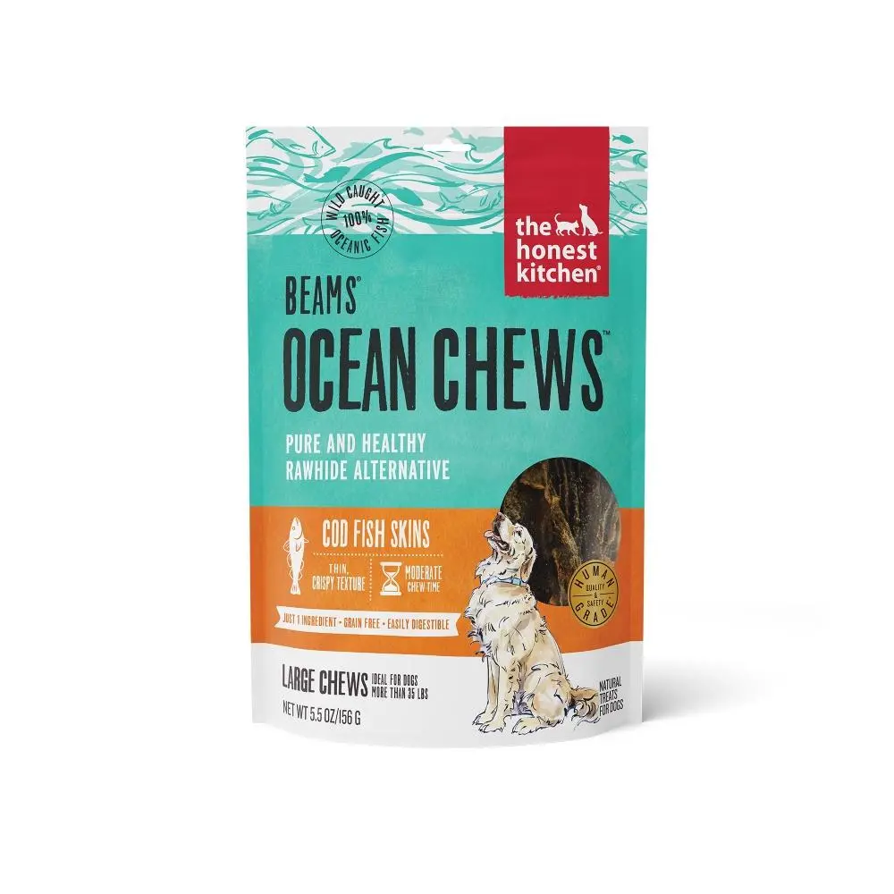 The Honest Kitchen Beams Grain Free Large Ocean Chews Cod Skin Dog Treats 1