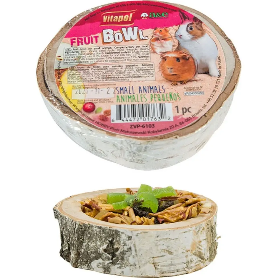 A&E Cage Vitapol Small Animal Wood Treat Fruit Bowl 1