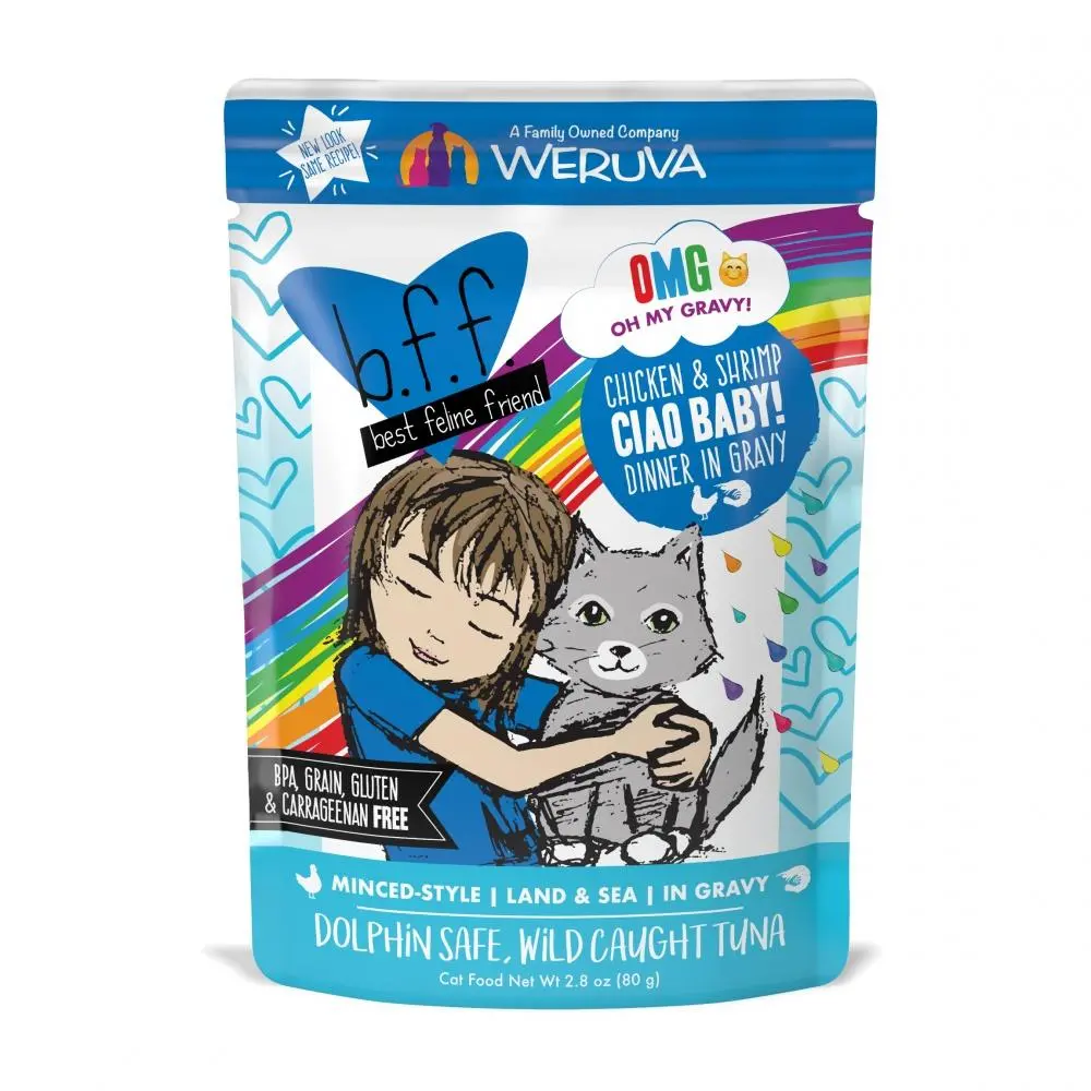 Weruva Bff Oh My Gravy Ciao Baby Grain Free Chicken And Shrimp In Gravy Cat Food Pouches 1