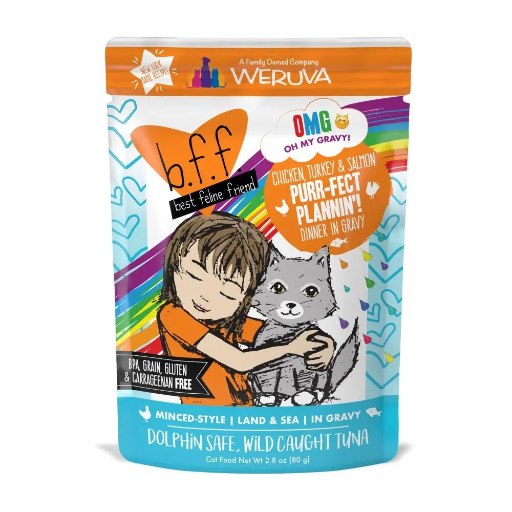 Weruva Bff Oh My Gravy Purr-Fect Plannin Grain Free Chicken, Tuna, & Salmon In Gravy Wet Cat Food Pouch 1