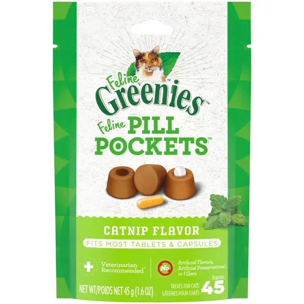 Feline Greenies Pill Pockets Natural Cat Treats, Catnip Flavor 1