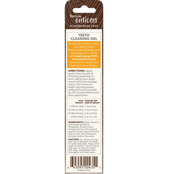 Tropiclean Enticers Honey Marinated Chicken Flavor Teeth Cleaning Gel For Dogs 2
