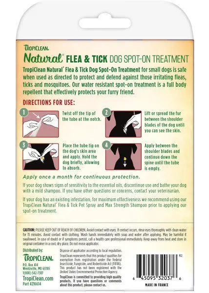Tropiclean Natural Flea & Tick Spot-On Treatment 3