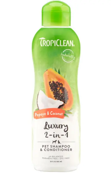 Tropiclean Papaya & Coconut Luxury 2-In-1 Shampoo And Conditioner For Pets 1
