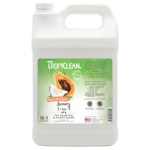 Tropiclean Papaya & Coconut Luxury 2-In-1 Shampoo And Conditioner For Pets 2