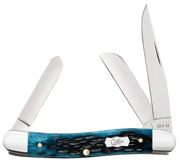 Case Pocket Worn® Peach Seed Jig Mediterranean Blue Bone Medium Stockman 1