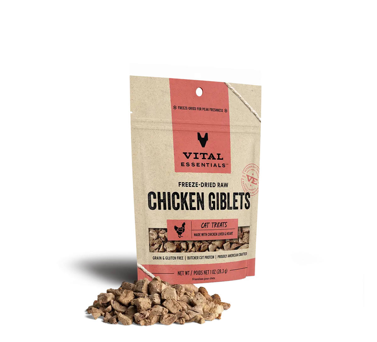 Vital Essentials Freeze Dried Raw Chicken Giblets Cat Treats 1