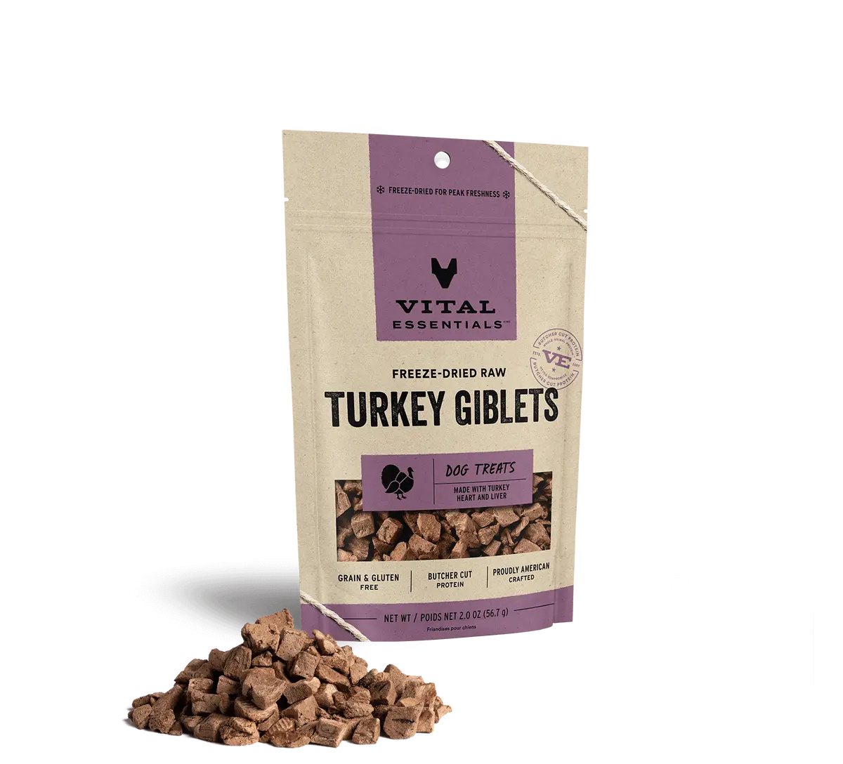 Vital Essentials Freeze Dried Raw Turkey Giblets Dog Treats 1