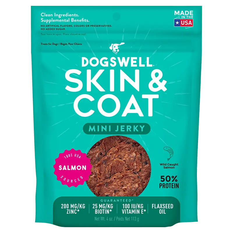 Dogswell Skin & Coat Mini Jerky Treats Salmon 1