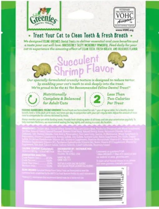 Feline Greenies Succulent Shrimp Flavored Dental Treats 2