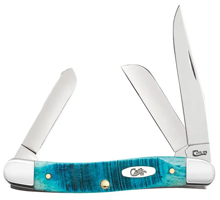 Case Sawcut Jig Caribbean Blue Bone Medium Stockman Knife 1
