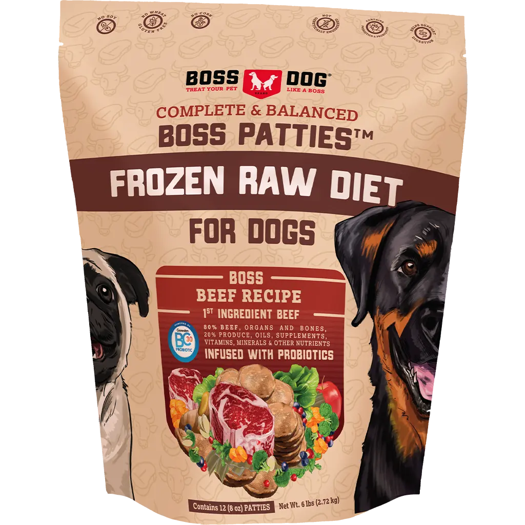 Boss Dog™ Raw Frozen Boss Patties™ Boss Nuggs™ Beef Recipe 1
