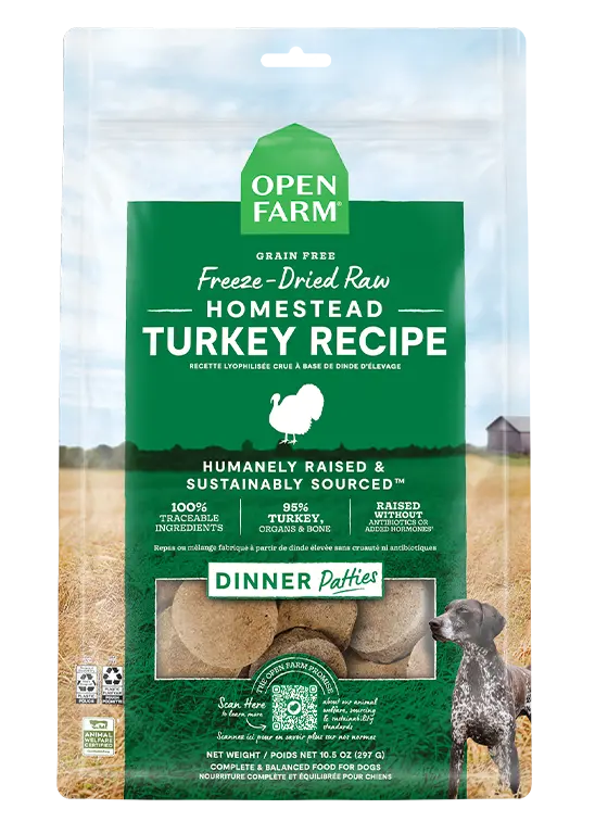 Open Farm Homestead Turkey Freeze Dried Raw Patties For Dogs 1