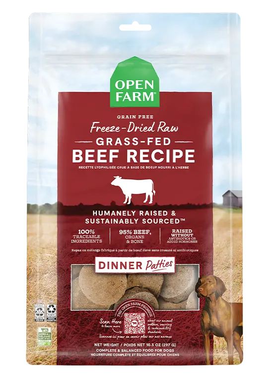 Open Farm Grass-Fed Beef Freeze Dried Raw Patties For Dogs 1