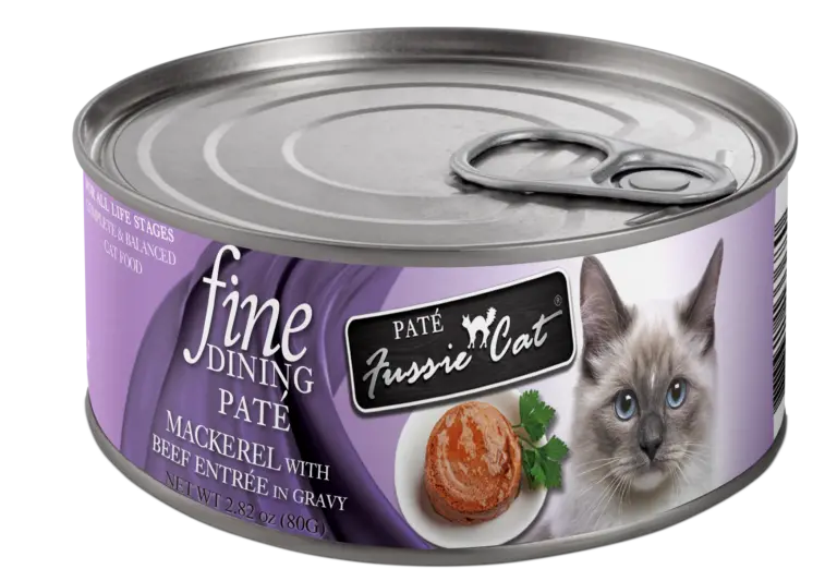 Fussie Cat Fine Dining - Pate - Mackerel With Beef Entree In Gravy Canned Cat Food 1