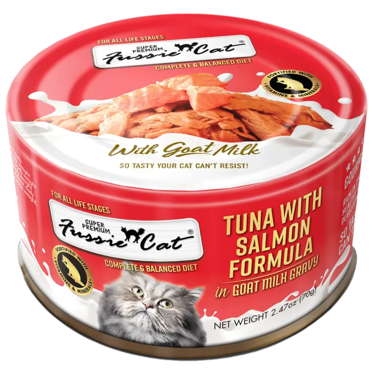 Fussie Cat Premium Tuna With Salmon Formula In Goat Milk Gravy Canned Cat Food 1