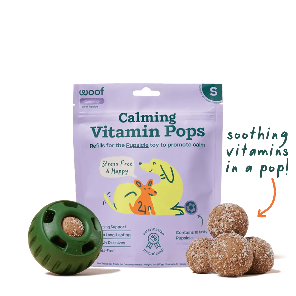 Woof Calming Vitamin Pops Dog Treats 1