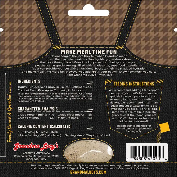 Grandma Lucy's Top It Roast Turkey Dinner Food Topper For Dogs And Cats 2
