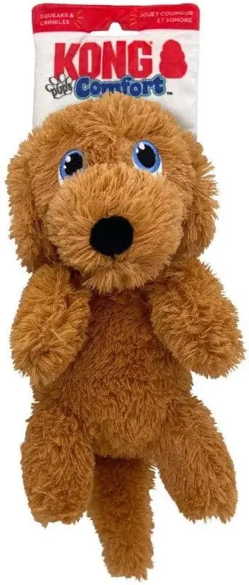 Kong Comfort Pups Low Stuffing Plush Fur And Crinkly Noise With Squeaker 1