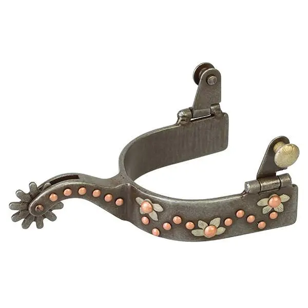 Weaver Mens Spur With German Silver Floral Trim And Copper Accents 1