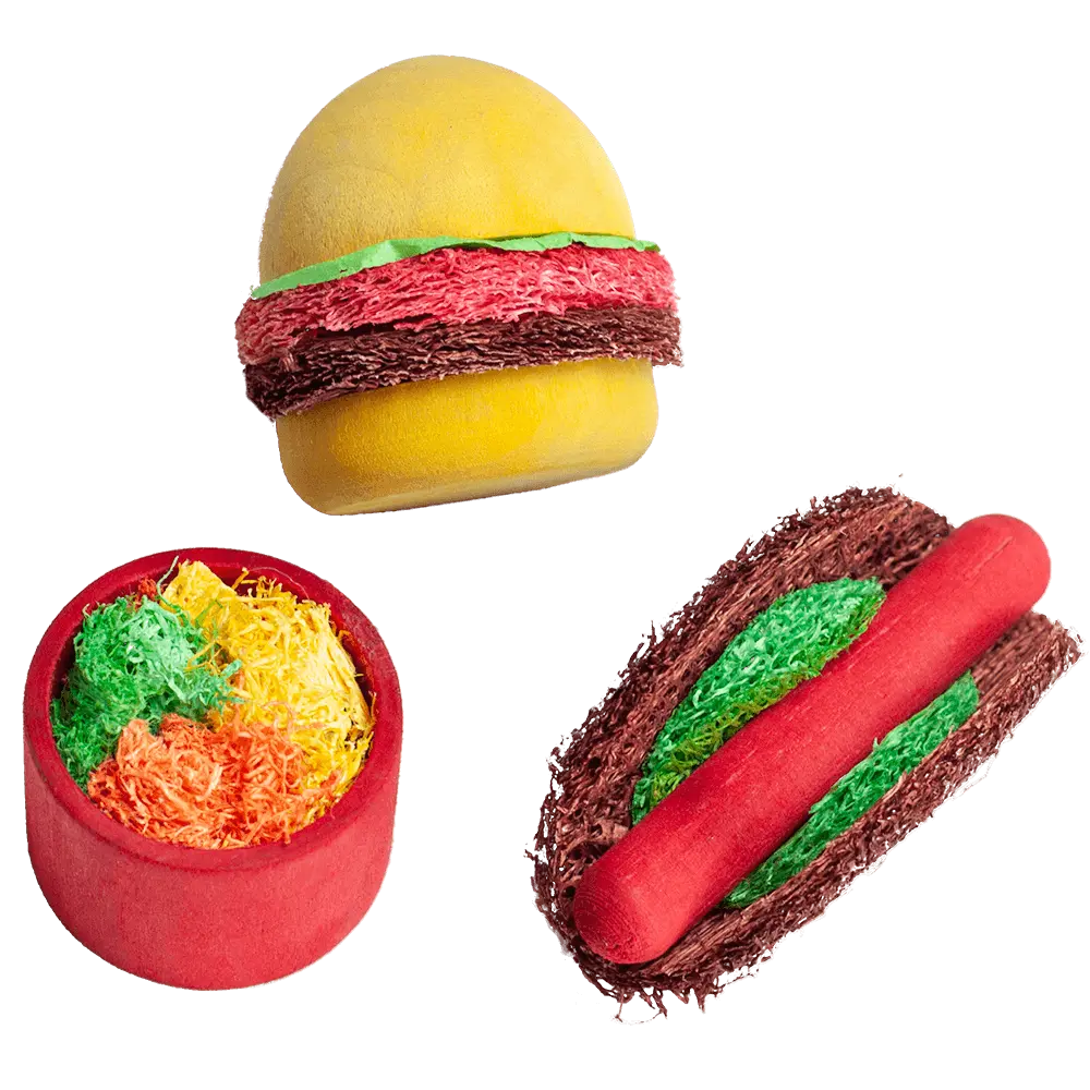 A&E Cage Summer Cookout Wood & Loofah Chews For Small Animals 1