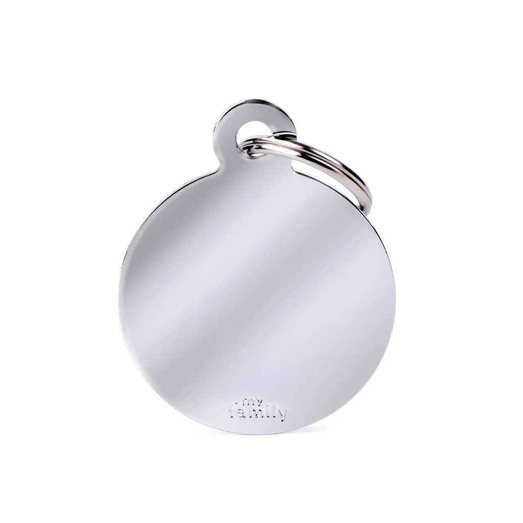 Myfamily Id Tag Basic Collection Big Round In Chrome Plated Brass 1