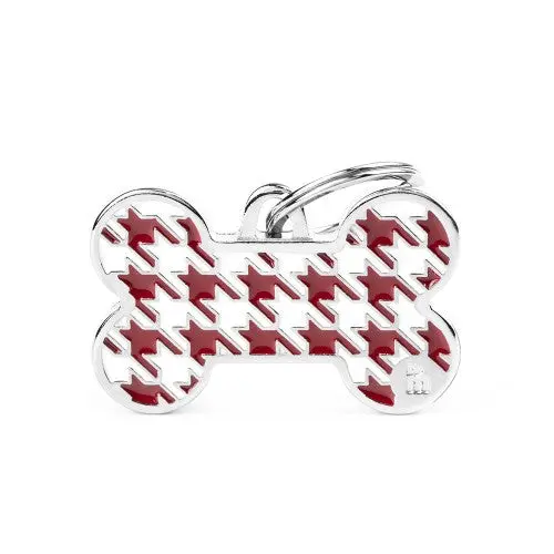 Myfamily Style Pied De Poule Big Red Bone Id Tag 1