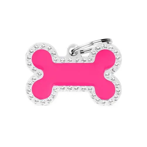 Myfamily Glam Big Fuchsia Bone Strass Id Tag 1