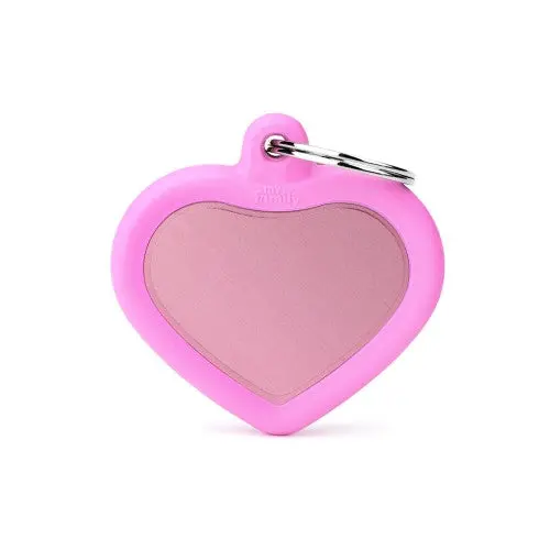 Myfamily Hushtag Collection  Aluminium Pink Heart With Pink Rubber Id Tag 1