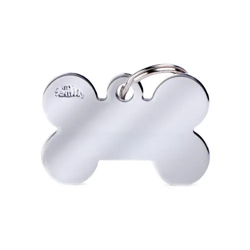 Myfamily Id Tag Basic Collection Big Bone In Chrome Plated Brass 1
