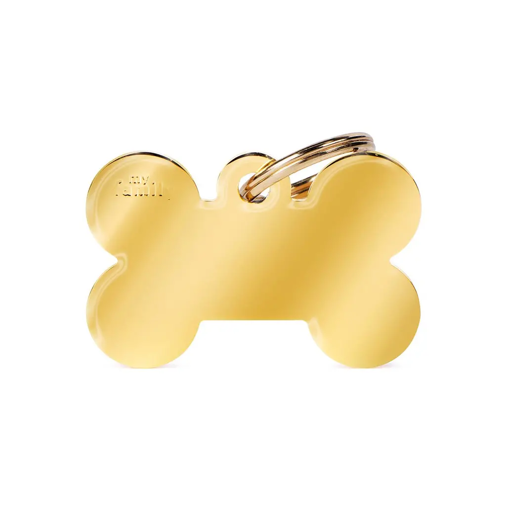 Myfamily Id Tag Basic Collection Big Bone In Golden Brass 1