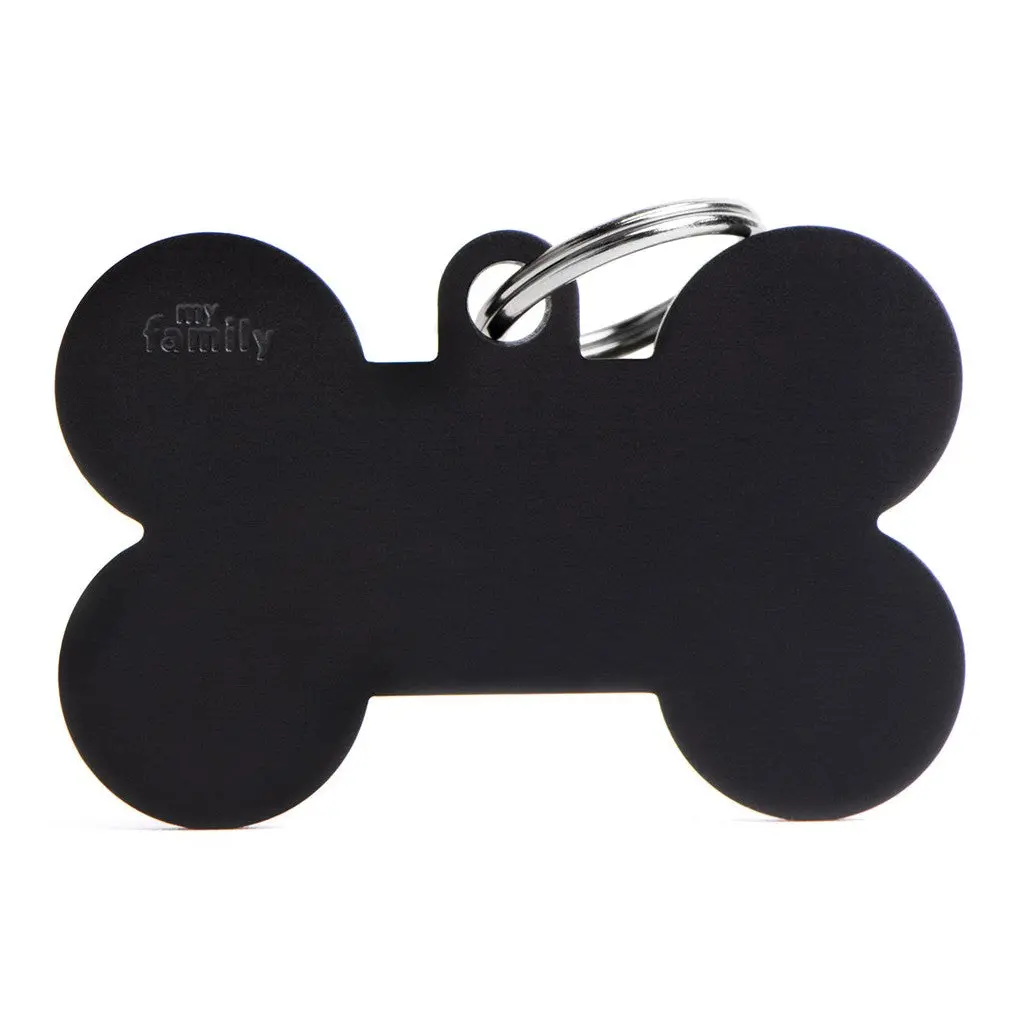 Myfamily Id Tag Basic Collection Bone Xl Black In Aluminium 1