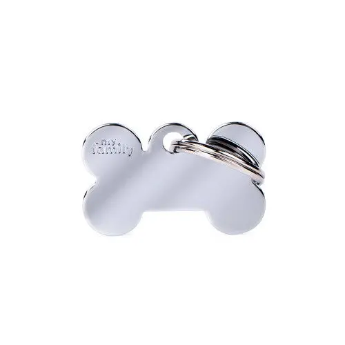 Myfamily Id Tag Basic Collection Small Bone In Chrome Plated Brass 1