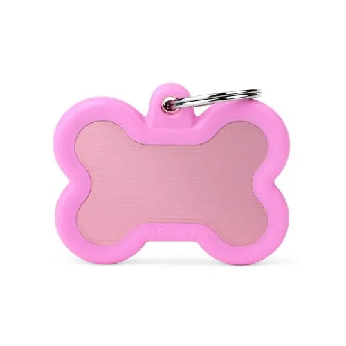 Myfamily Id Tag Hushtag Collection Aluminium Pink Bone With Pink Rubber 1