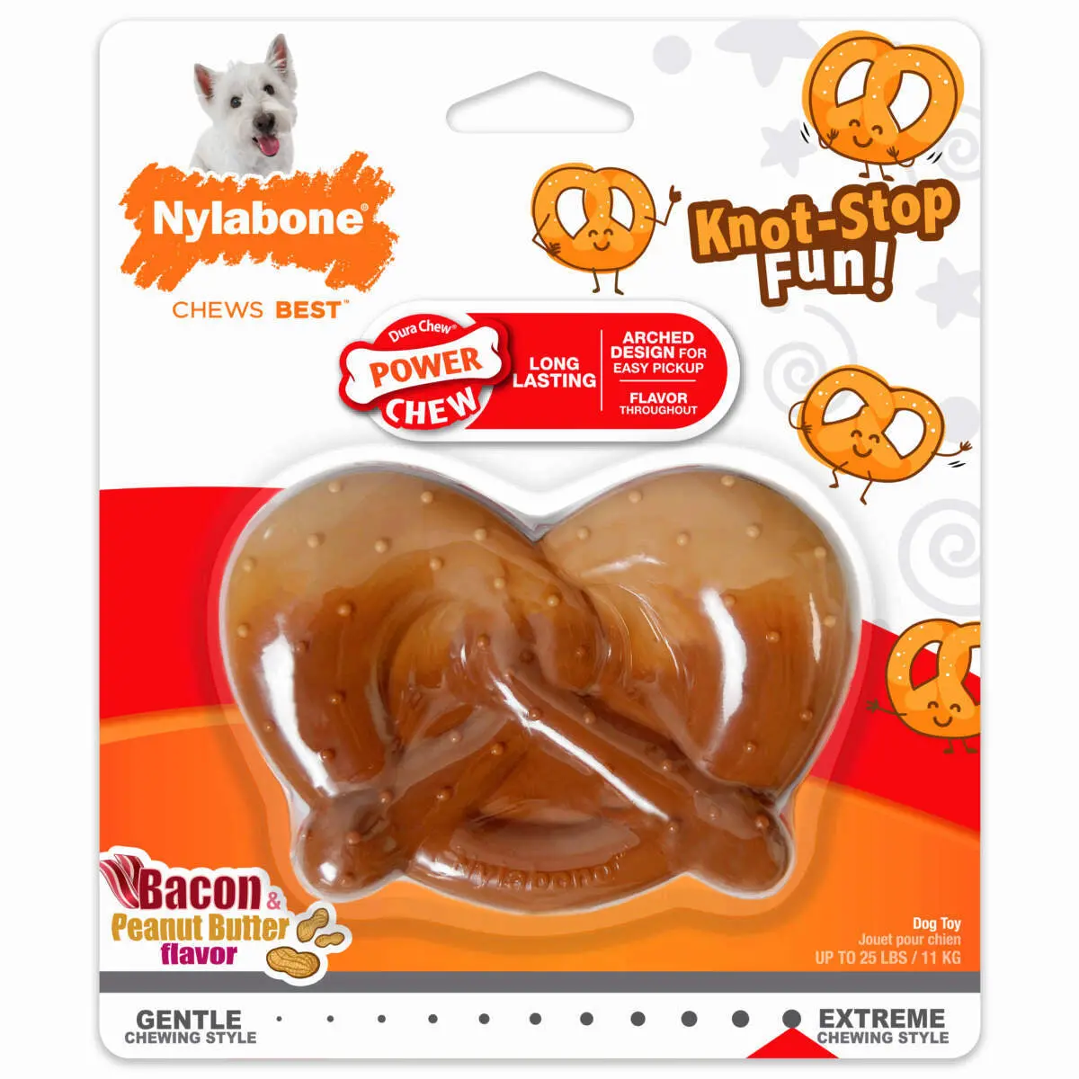 Nylabone Power Chew Pretzel Dog Toy Bacon & Peanut Butter 1